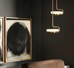 Plafonnier, Tratto, laiton, LED, dim, 2700K, 1450 lm, L27cm, H70-110cm - KDLN