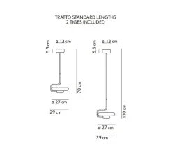 Plafonnier, Tratto, laiton, LED, dim, 2700K, 1450 lm, L27cm, H70-110cm - KDLN