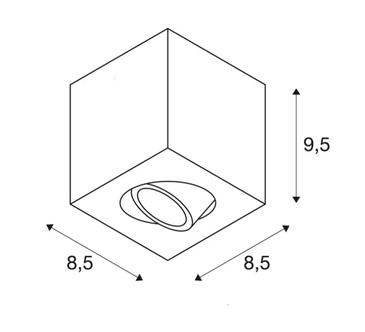 Plafonnier, Triledo, Carré, noir, L8,5cm, H9,5cm - Slv