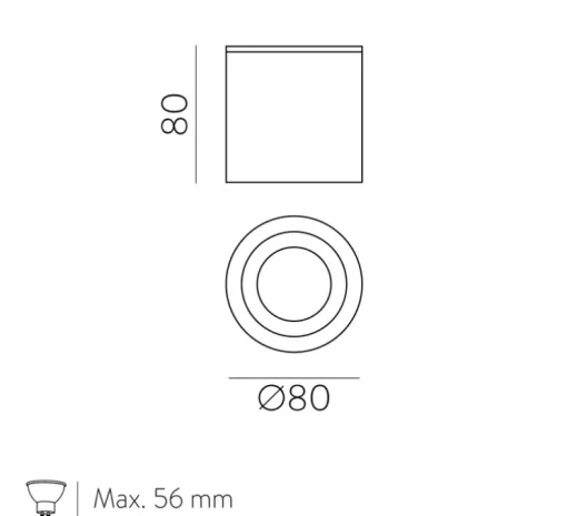 Plafonnier, Vanduo, nickel, IP65, Ø8cm, H8cm - ACB