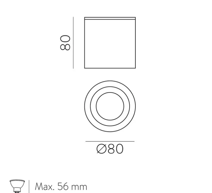 Plafonnier, Vanduo, nickel, IP65, Ø8cm, H8cm - ACB