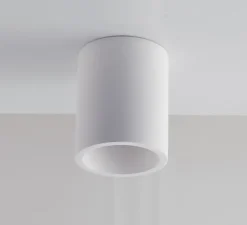 Plafonnier, Vertbois, plâtre, prêt à peindre, Isaline, Simple, blanc, Ø11cm, H13,5cm - Nedgis