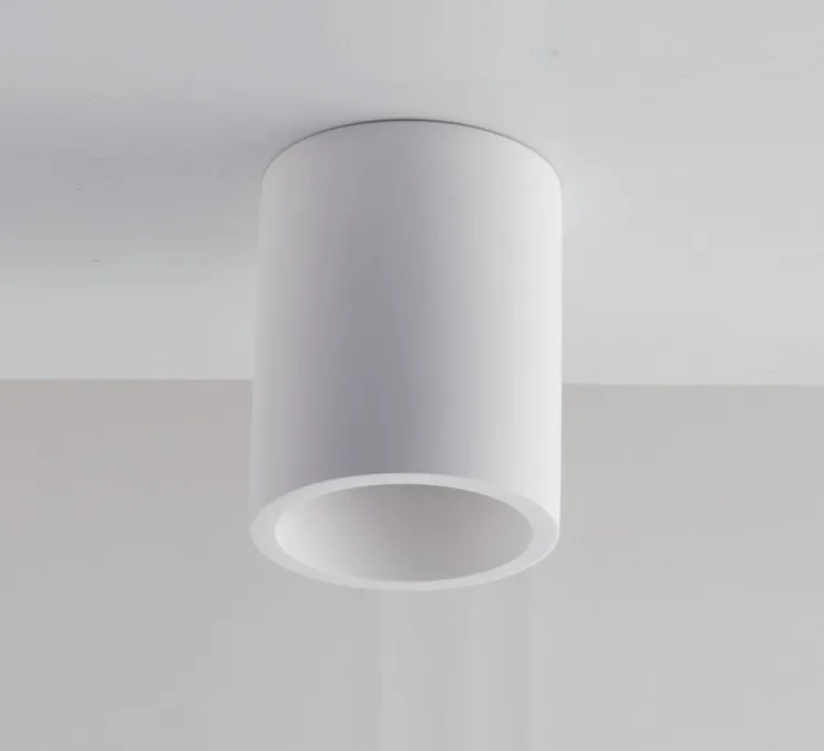 Plafonnier, Vertbois, plâtre, prêt à peindre, Isaline, Simple, blanc, Ø11cm, H13,5cm - Nedgis