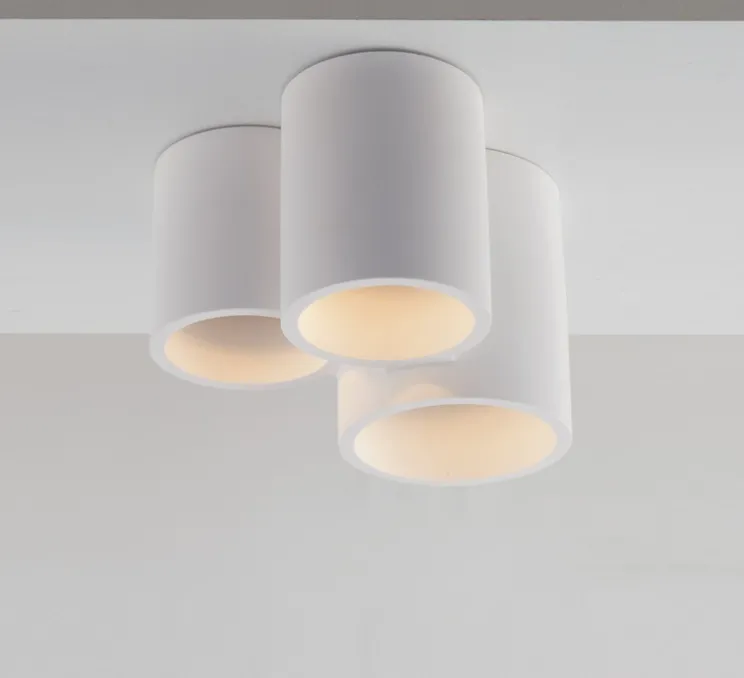 Plafonnier, Vertbois, plâtre, prêt à peindre, Isaline, Triple, blanc, Ø22cm, H14cm - Nedgis