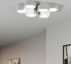 Plafonnier, Vertbois, plâtre, prêt à peindre, Audrey, Triple, blanc, LED, 2700-6500K, 3930 lm, L35cm, H15cm - Nedgis