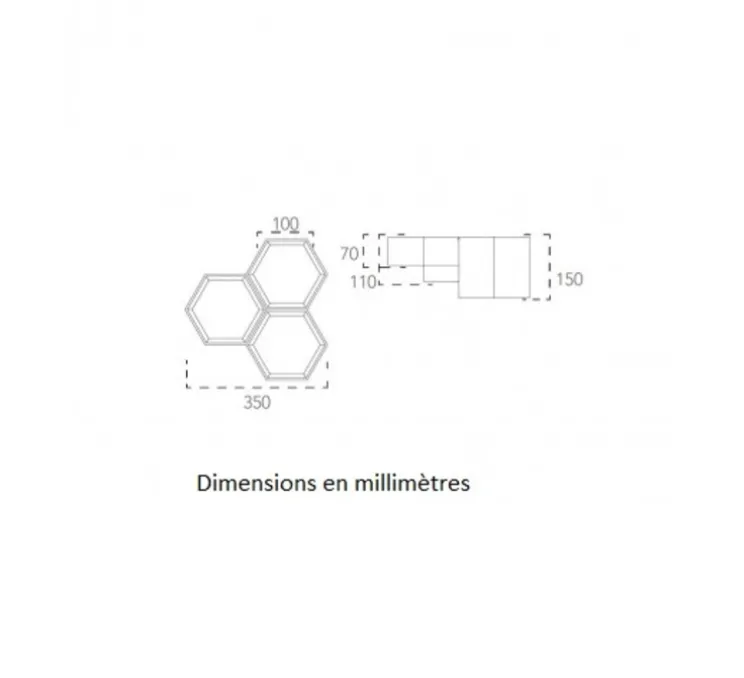 Plafonnier, Vertbois, plâtre, prêt à peindre, Audrey, Triple, blanc, LED, 2700-6500K, 3930 lm, L35cm, H15cm - Nedgis