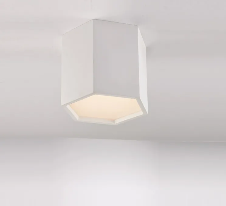 Plafonnier, Vertbois, plâtre, prêt à peindre, Audrey Simple, blanc, LED, 2700-6500K, 1310 lm, L20cm, H15cm - Nedgis