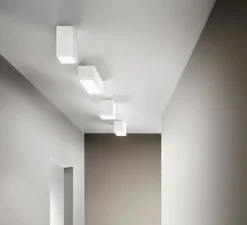 Plafonnier, Vertbois, plâtre, prêt à peindre, Marie square long, blanc mat, L11cm, H20cm - Nedgis