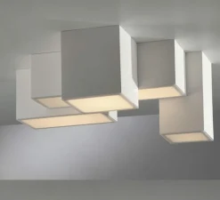 Plafonnier, Vertbois, plâtre, prêt à peindre, Marie square long, blanc mat, L11cm, H20cm - Nedgis