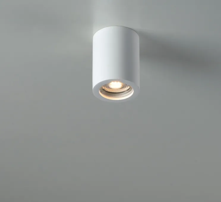 Plafonnier, Vertbois, plâtre, prêt à peindre, Zoé, Tube S, blanc, Ø7cm, H9cm - Nedgis