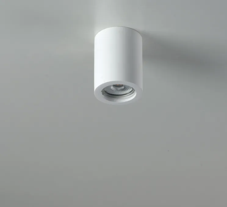 Plafonnier, Vertbois, plâtre, prêt à peindre, Zoé, Tube S, blanc, Ø7cm, H9cm - Nedgis