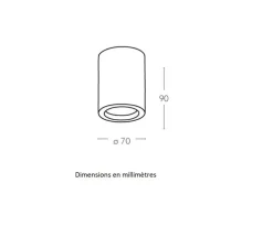 Plafonnier, Vertbois, plâtre, prêt à peindre, Zoé, Tube S, blanc, Ø7cm, H9cm - Nedgis