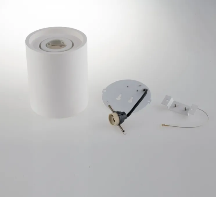 Plafonnier, Vertbois, plâtre, prêt à peindre, Zoé, Tube, Orientable, blanc, Ø13,4cm, H16cm - Nedgis