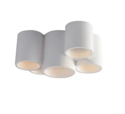 Plafonnier, Vertbois, plâtre, prêt à peindre, Isaline, Cinq, blanc, Ø29,5cm, H14cm - Nedgis