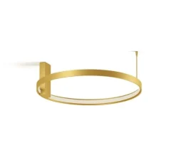 Plafonnier, Zero Round 50, laiton satiné, LED, dim, 2700k, 2039 lm, Ø50cm, H16cm - PANZERI