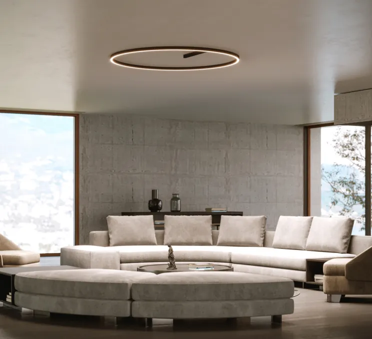 Plafonnier, Zirkol, noir mat, IP40, LED, dim, 2700k, 3923 lm, Ø150cm, H5cm - Ilti Luce