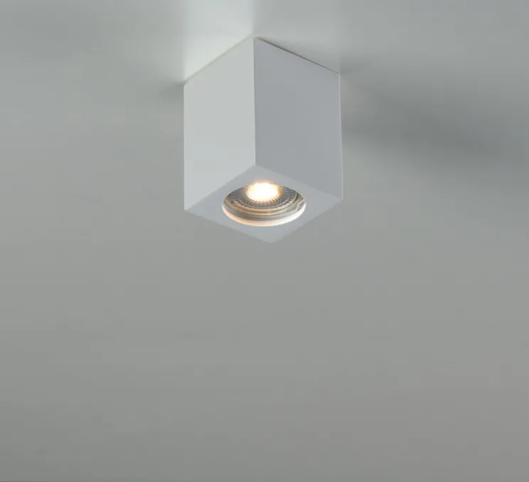 Plafonnier,Vertbois, plâtre, prêt à peindre, Zoé, Square S, blanc, L7cm, H9cm - Nedgis