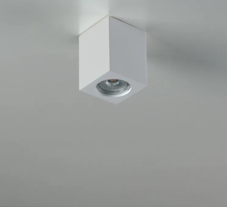 Plafonnier,Vertbois, plâtre, prêt à peindre, Zoé, Square S, blanc, L7cm, H9cm - Nedgis