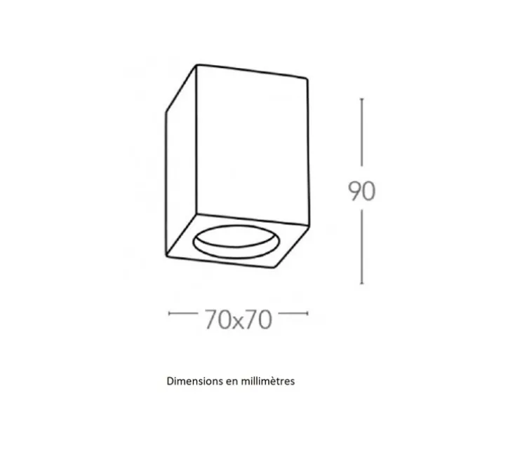 Plafonnier,Vertbois, plâtre, prêt à peindre, Zoé, Square S, blanc, L7cm, H9cm - Nedgis