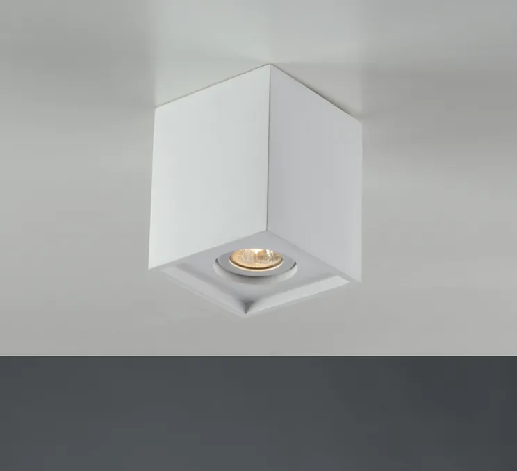 Plafonnier,Vertbois, plâtre, prêt à peindre, Zoé, Square, Orientable, blanc, L13,4cm, H16cm - Nedgis