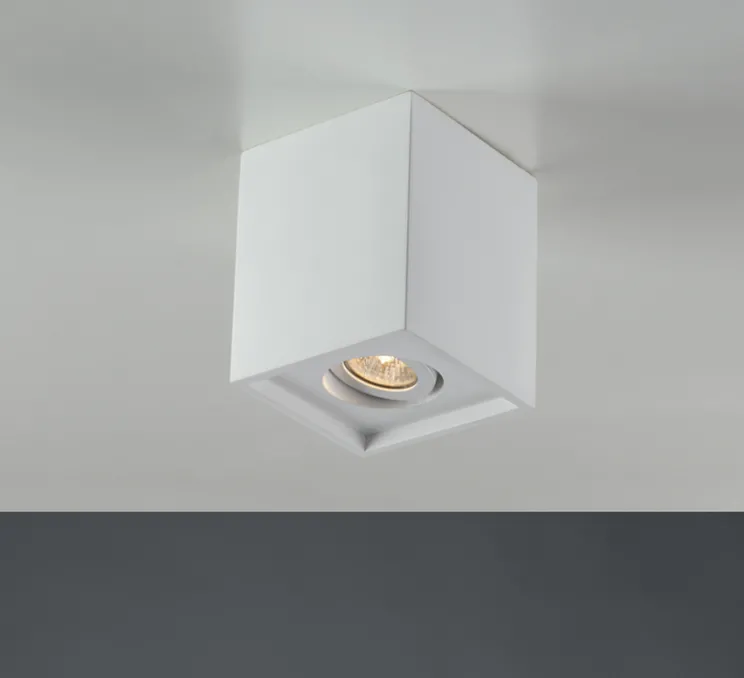 Plafonnier,Vertbois, plâtre, prêt à peindre, Zoé, Square, Orientable, blanc, L13,4cm, H16cm - Nedgis