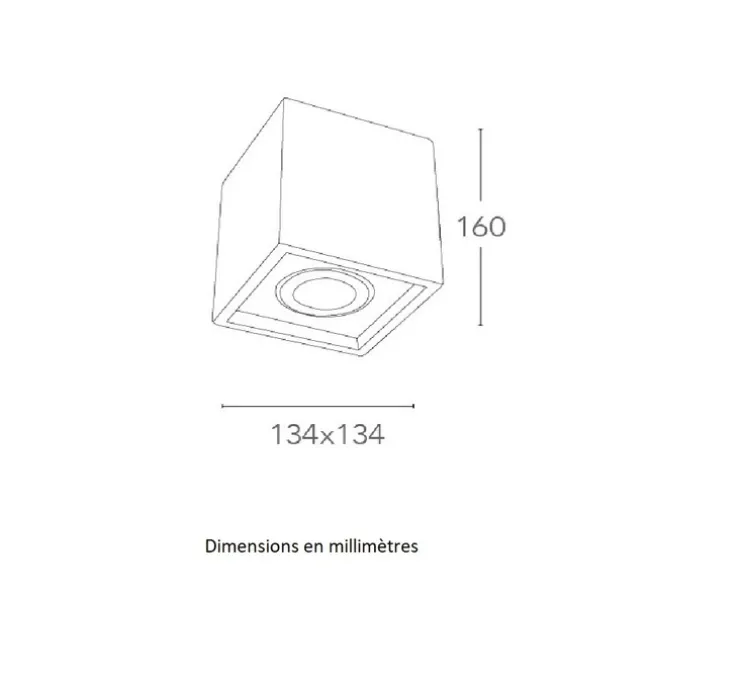 Plafonnier,Vertbois, plâtre, prêt à peindre, Zoé, Square, Orientable, blanc, L13,4cm, H16cm - Nedgis