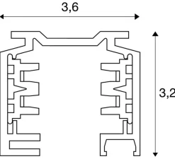 Rail, 3 allumage, Eutrac , blanc, L300cm, H3,2cm - Slv