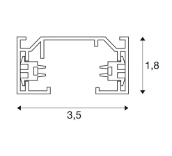 Rail, 1 allumage, 230V, en saillie, noir, 2m, pour spots - SLV