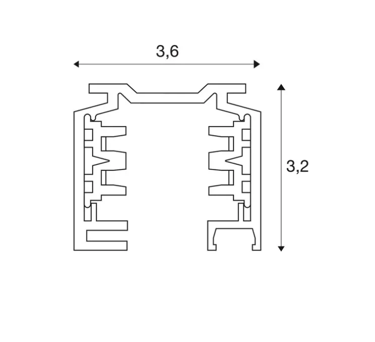 Rail 3 allumages en saillie, noir, L100cm, H3,2cm - SLV
