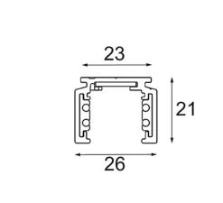 Rail, Pista 48 V, noir, L100cm, H2,1cm - Modular