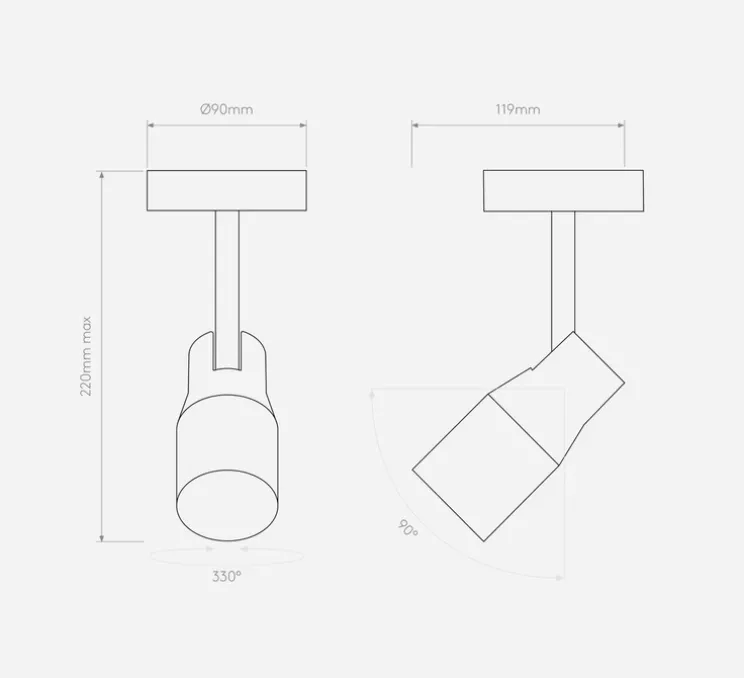 Spot, Apollo Single, blanc, Ø9cm, H22cm - Astro