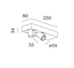 Spot, Bliek Petit Surface 2.0, noir et or, LED, dim, 2700K, 940 lm, L23cm, H3,4cm - Wever&Ducré