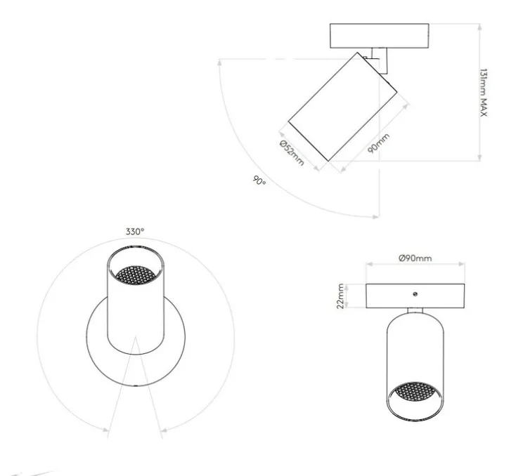 Spot, Can 50 Single, blanc, LED, 3000K, 502lm, Ø9cm, H13.1cm - ASTRO
