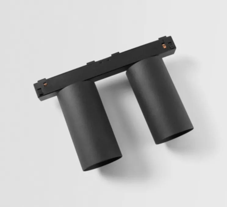 Spot double pour rail, Minude Track 48V Adjustable 45 2x, noir, LED, dim, 2700K, 579 lm, Ø4,5cm, H8,8cm - Modular