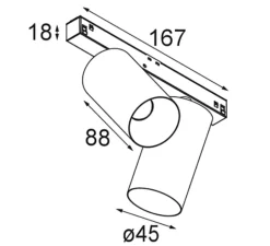 Spot double pour rail, Minude Track 48V Adjustable 45 2x, noir, LED, dim, 2700K, 579 lm, Ø4,5cm, H8,8cm - Modular