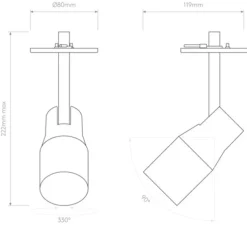 Spot encastrable, Apollo 100 Recessed, noir, Ø8cm, H22,2cm - Astro