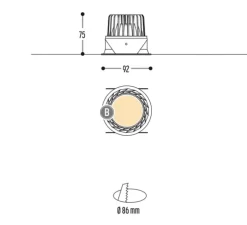 Spot encastrable, Atsji, blanc, IP44, LED, dim, 2700k, 1000 lm, Ø9,2cm, H7,5cm - Dark