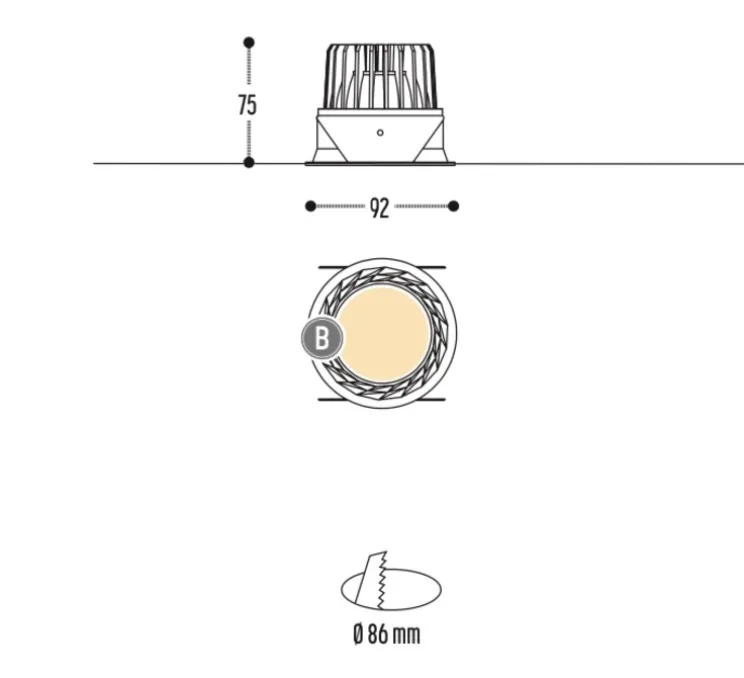Spot encastrable, Atsji, blanc, IP44, LED, dim, 2700k, 1000 lm, Ø9,2cm, H7,5cm - Dark