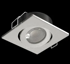 Spot encastrable, Coma, Alu brossé, collerette carrée, IP65, LED, dim, 2700-4000K, 635-725 lm, Ø8,95cm, H4,1cm - Solum