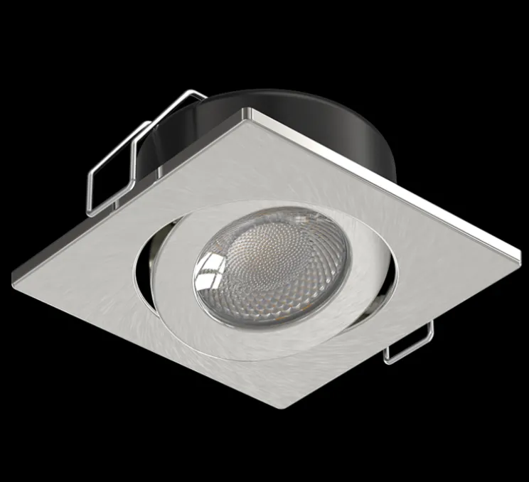 Spot encastrable, Coma, Alu brossé, collerette carrée, IP65, LED, dim, 2700-4000K, 635-725 lm, Ø8,95cm, H4,1cm - Solum