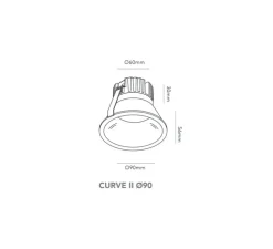 Spot encastrable, Curve II 90, laiton, LED, dim, 2700K, 780 lm, Ø9cm, H9,6cm - Light Point