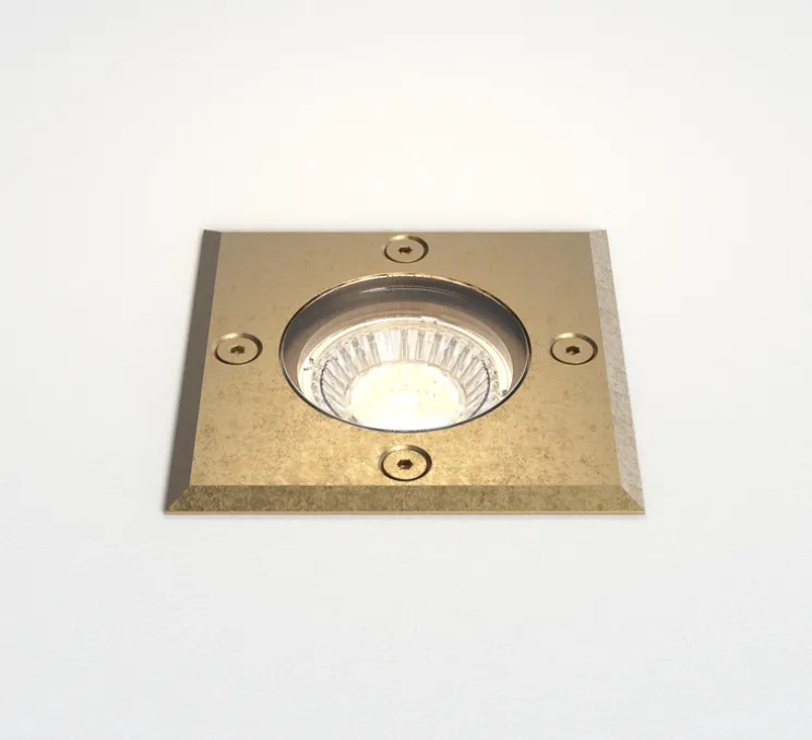 Spot encastrable de sol, Gramos Square, laiton massif, IP65, L10,5cm, P11,2cm - Astro