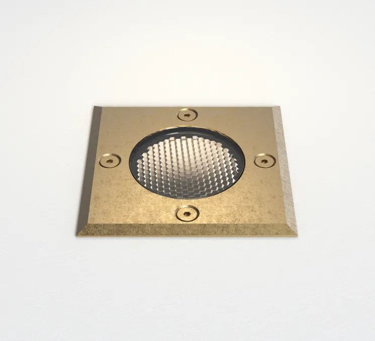 Spot encastrable de sol, Gramos Square, laiton massif, IP65, L10,5cm, P11,2cm - Astro