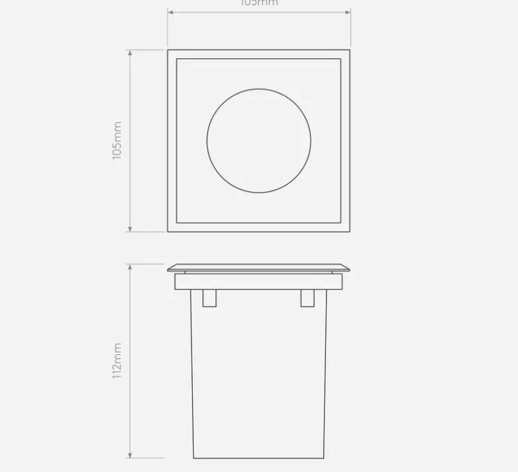 Spot encastrable de sol, Gramos Square, laiton massif, IP65, L10,5cm, P11,2cm - Astro