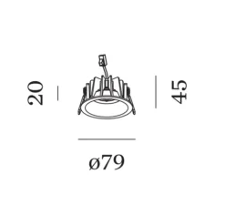 Spot encastrable, Deep petit 1.0 LED, blanc, LED, 3000K, 570 lm, Ø7,9cm, H4,5cm - Wever&Ducré