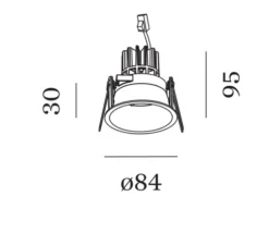 Spot encastrable, Deeper IP44 1.0 LED, noir, LED, 3000K, 420/565lm, Ø8,4cm, H9,5cm - Wever & Ducré