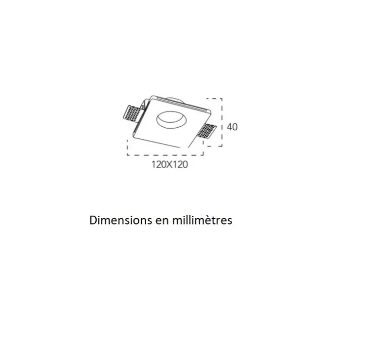 Spot encastrable en plâtre, prêt à peindre, Senso 1, blanc, L12cm, H4cm - Nedgis