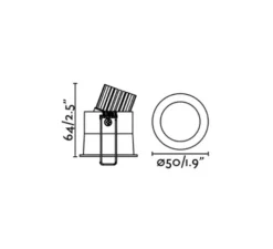 Spot encastrable, Fox 50, noir, LED, 2700K, 500lm, 25°, Ø5cm, H6,4cm - Faro