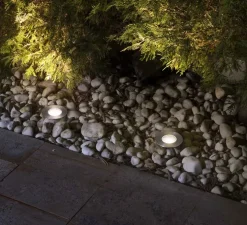 Spot encastrable, Grund, argent, LED, Ø9cm, H12,5cm, IP67, 36°- Faro