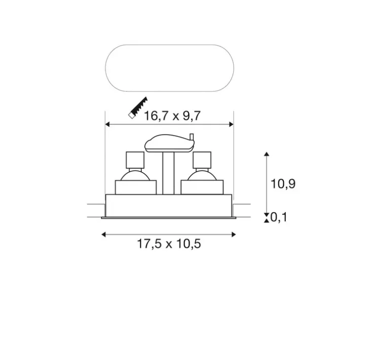 Spot encastrable, Horn double, blanc, L17,5cm, H11cm - SLV